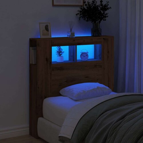 vidaXL LED posteljno vzglavje artisan hrast 100x18,5x103,5 cm inž. les Cene