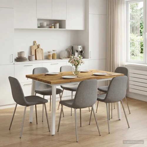  120 x 90 x 75 cm Čvrsto drvo akacije Bijela Pravokutni - Bijela 120 x 90 x 75 cm Živi rub Slike
