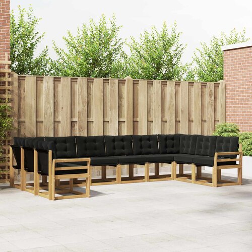  Set vanjskih sofa s jastukom 10 pcs Bijela i crna Cene