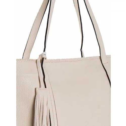 Fashion Hunters light beige ladies' eco-leather shopper bag