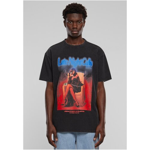 MT Upscale Men's Late Night Calls Acid Heavy Oversize T-Shirt - Black Cene