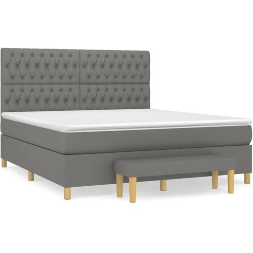 VidaXL Box spring postelja z vzmetnico temno siva 180x200 cm blago, (20761321) Slike