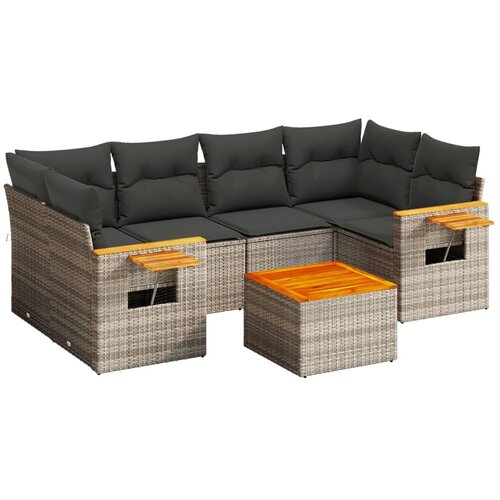 Maison Chic Seti vrtnega pohištva - Vrtna garnitura - Vrtni pohištvo set 7-delna z blazinami siv poli ratan, (21801458) Cene