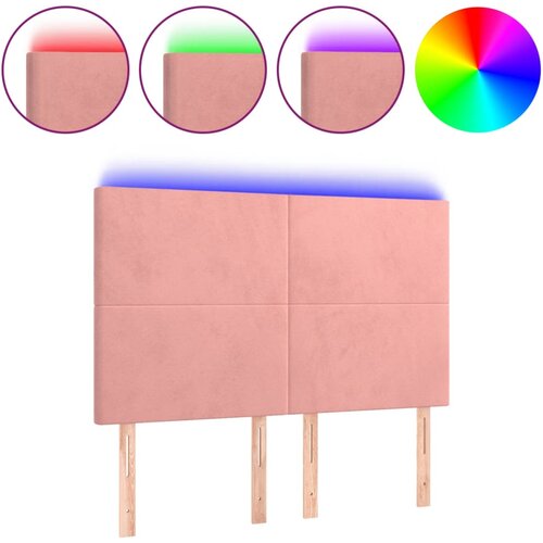 Maison Chic led posteljno vzglavje - vzglavna omarica - nočna omarica roza 144x5x118/128 cm žamet, (21710752) Slike
