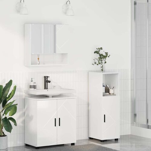 VidaXL Set namje&amp;scaron;taja za kupaonicu Zidne 3 pcs Visoko sjajno bijela Slike