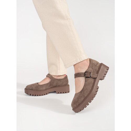 GOODIN Beige suede platform shoes Cene