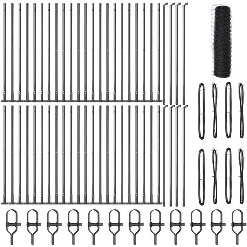 VidaXL &amp;Scaron;estkotna Ograja Siva 1x100 m Jeklo, Ograjne Stebri s Podnožnimi Plo&amp;scaron;čami 13 kos &amp;Oslash;32mm 110cm Galvanizirano Jeklo Slike
