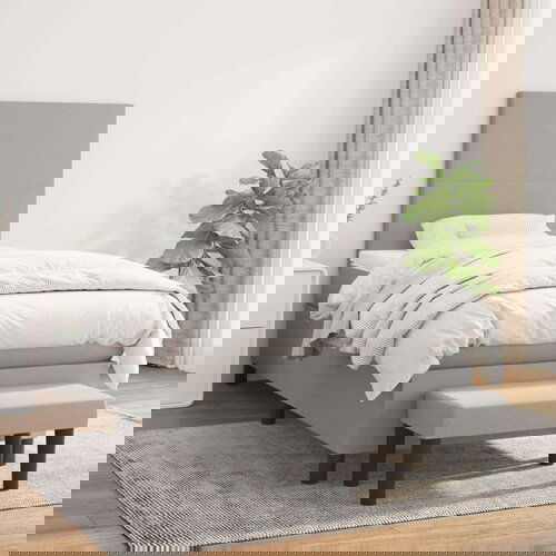  Kreveta s oprugama i madrac svjetlosivi 80x200cm tkanina Slike