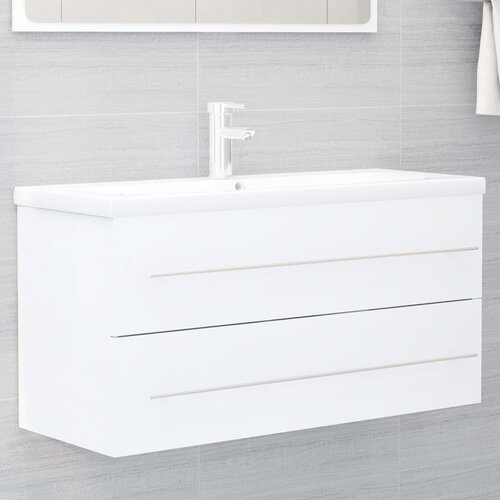 vidaXL Omarica za umivalnik bela 100x38,5x48 cm iverna plošča, (20909382) Cene