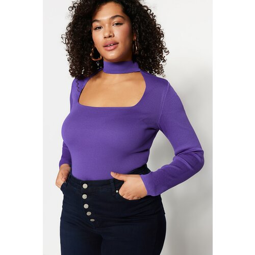 Trendyol Curve Plus Size Blouse - Purple - Slim fit Slike