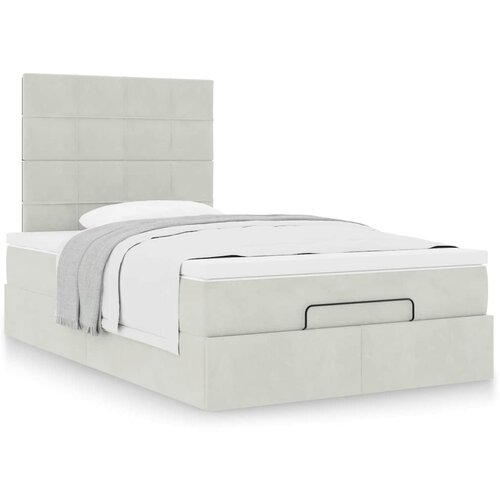 vidaXL Otomanski posteljni okvir z vzmetnicami siv 120x190cm žamet Cene