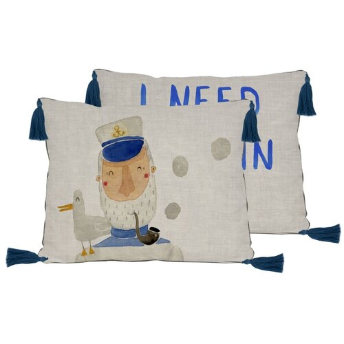 Little Nice Things Komplet 2 lanenih okrasnih blaznih Captain, 50 x 35 cm Slike