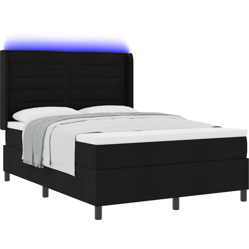 vidaXL LED Box Spring Krevet s madracem Crna 160 x 200 cm tkanina Cene