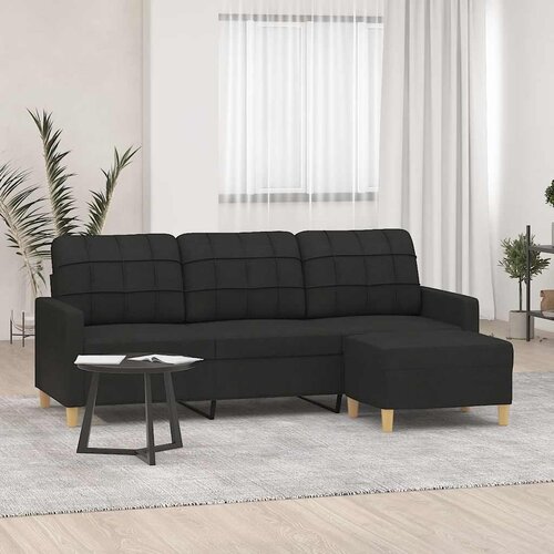  Trosjed s tabureom crni 180 cm od tkanine Slike