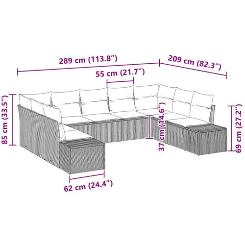  Sjedeća garnitura za vrt 9 kom. Crna poliratan 289 x 209 x 69 cm Slike