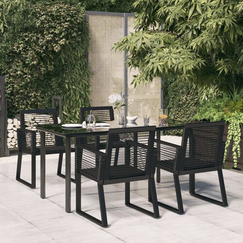  5-dijelni vrtni blagovaonski set od PVC ratana crni Crna Dužina stola 160 cm Cene