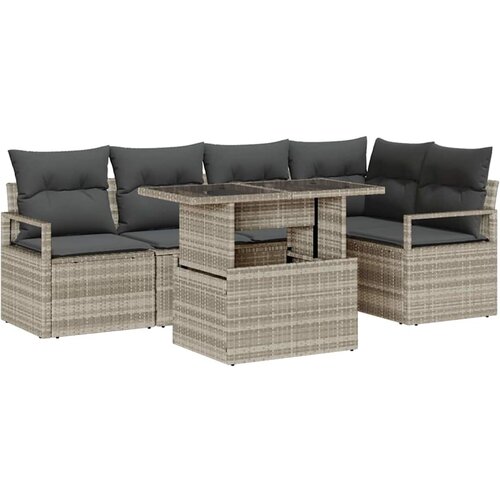 vidaXL Vrtna sedežna garnitura 6 pcs Svetlo siva 100 x 55 x 73 cm, (5000020540) Cene