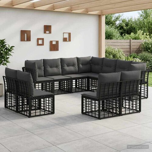  Set vanjskih sofa Crna Poliester Cijene
