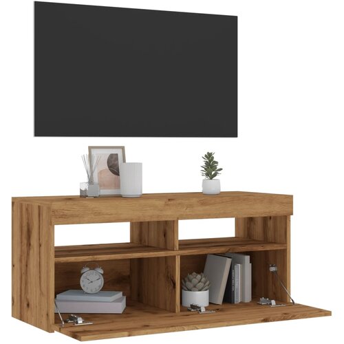 VidaXL TV ormarić LED boja hrasta 90x35x40 cm konstruirano drvo Slike