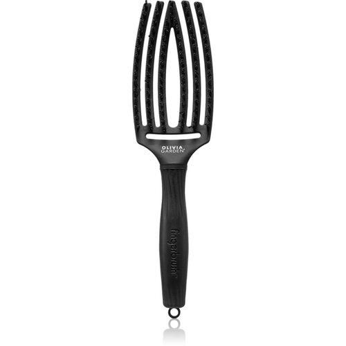 Olivia Garden Fingerbrush Boar & Nylon krtača za lase z najlonskimi in prašičjimi ščetinami Full Black M 1 kos Cene