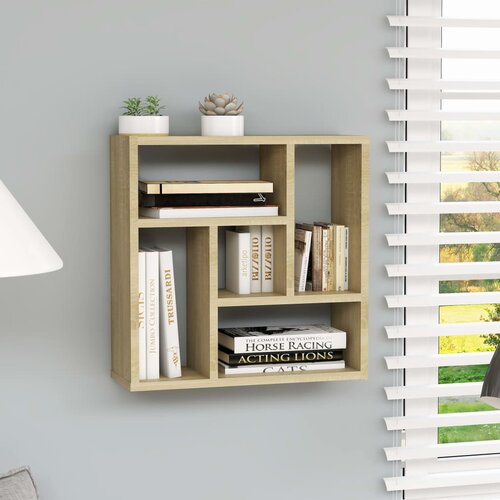 VidaXL Stenska polica sonoma hrast 45,1x16x45,1 cm iverna plo&amp;scaron;ča Slike