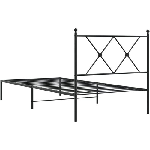  Metalni okvir za krevet s uzglavljem crni 90x190 cm Slike