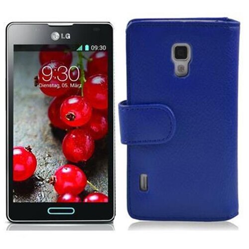 Cadorabo Ohi&scaron;je, združljivo z LG OPTIMUS L7 II v mornarsko modra - Za&scaron;čitni ovitek iz teksturiranega umetnega usnja in žep za kartice, (20550598) Cene
