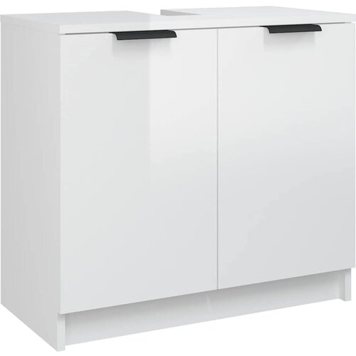 Maison Chic Kopalniška omarica - Kopalniški kabinet visok sijaj bela 64,5x33,5x59 cm konstr. les, (21794698) Cene