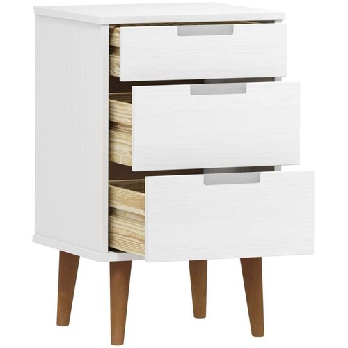 vidaXL Nočna omarica bela 40x35x65 cm trdna borovina Cene