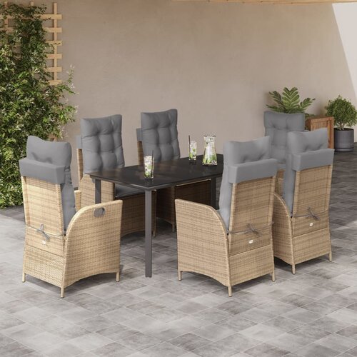 7-dijelni vrtni blagovaonski set od poliratana s jastucima bež 160 x 80 x 74 cm Cijene