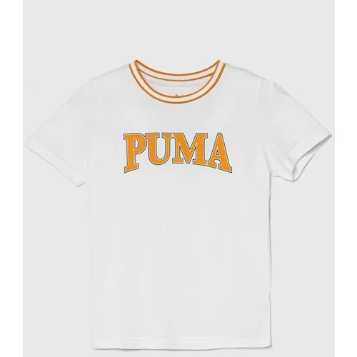 Puma Otroška bombažna kratka majica SQUAD B bela barva
