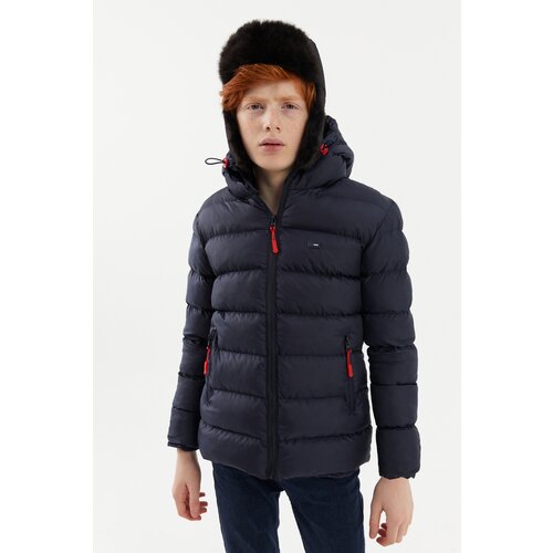 River Club Boys&amp;#039; Waterproof And Windproof Thick Lined Navy Blue Hooded Coat Slike