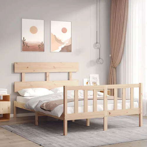 vidaXL Okvir kreveta s uzglavljem 4FT mali bračni od masivnog drva