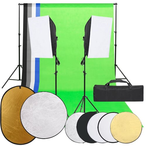 vidaXL komplet za foto studio z lučmi, ozadjem in odbojnikom Cene