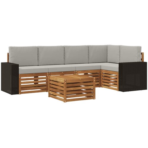 vidaXL Kotna sedežna garnitura z blazino 6 pcs Naravna in svetlo siva, (5000283813) Cene
