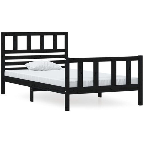 Maison Chic Posteljni okvir - Enojna postelja - Postelja za odrasle črn iz trdnega lesa 100x200 cm-J8486, (21768430) Cene