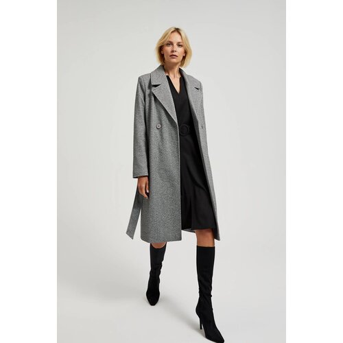 Moodo Women&amp;#039;s double-breasted coat with belt - gray Slike