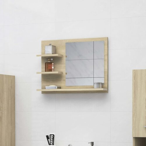 VidaXL Kopalni&amp;scaron;ko ogledalo sonoma hrast 60x10,5x45 cm iverna plo&amp;scaron;ča Slike