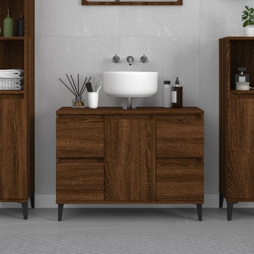 The Living Store Omarica za umivalnik rjavi hrast 80x33x60 cm inženirski les - Omarica Za Umivalnik, (21436818) Cene
