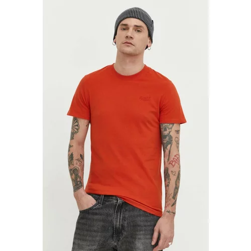 Superdry Bombažna kratka majica moški, oranžna barva