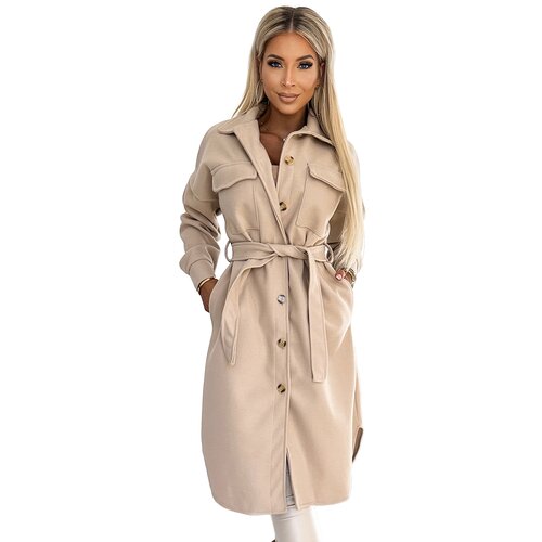 Numoco Warm coat with pockets, buttons and tie at the waist Slike