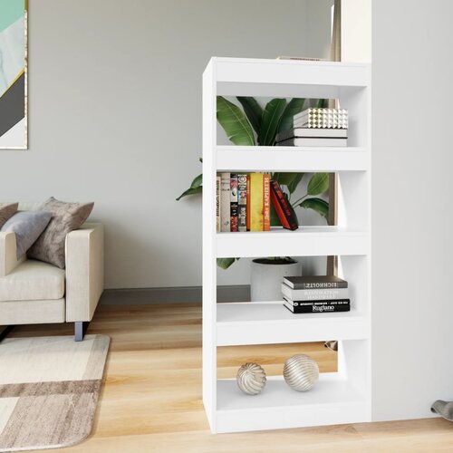  The Living Store Knjižna omara/pregrada bela 60x30x135 cm konstruiran les - Knjižna Omara, (21431318) Slike