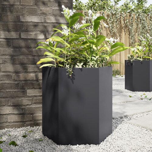vidaXL Vrtna sadilice 2 kom crna šesterokutna 46x40x45 cm čelična Cijene