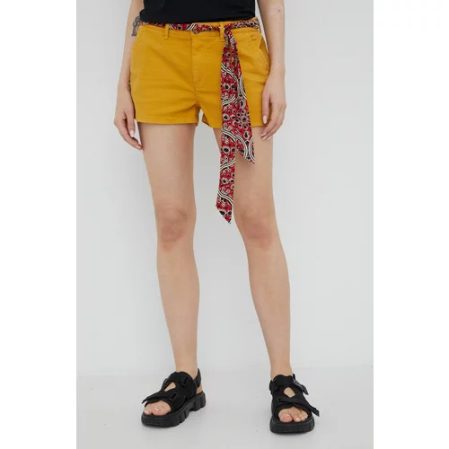 Superdry Kratke hlače za žene, boja: žuta, glatki materijal, srednje visoki struk