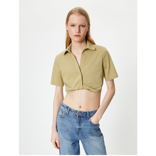 Koton Crop Shirt Short Sleeve Pocket Detailed Cene