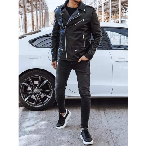 DStreet Black men's leather jacket TX4276 Cene