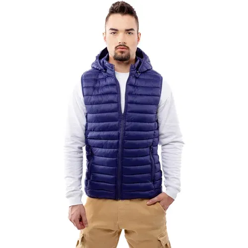 Glano Men's quilted vest - dark blue