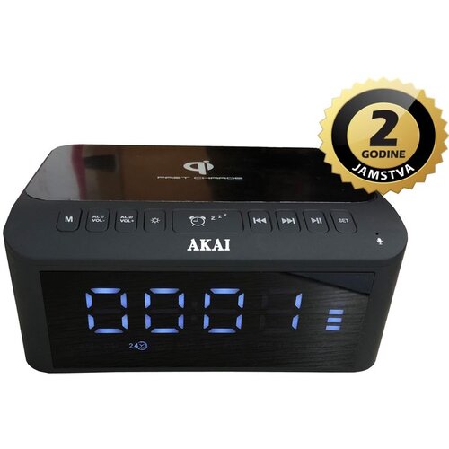 Akai budilica, FM radio, BT, USB + bežični punjač, crna ACRB-1000 Cijene
