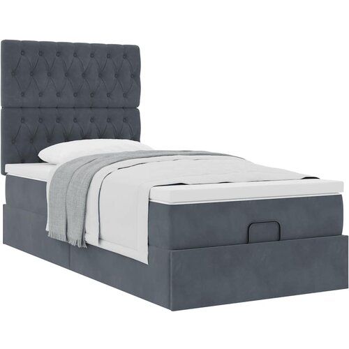 vidaXL Okvir kreveta s madracima tamnosivi 90x190cm bar&scaron;unasti Cijene