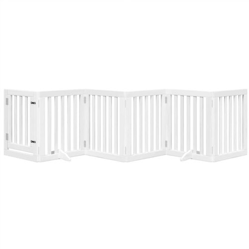  Vrata za pse s vrata&amp;scaron;cima 6 panela sklopiva 300 cm drvo topole Bijela 50 x 60 x 2 cm Slike